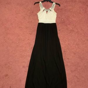 Long black and white formal dress